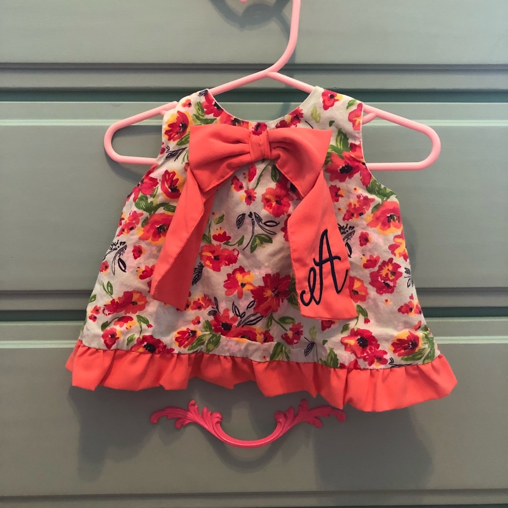 Ruffle butts swing top with A embroidered